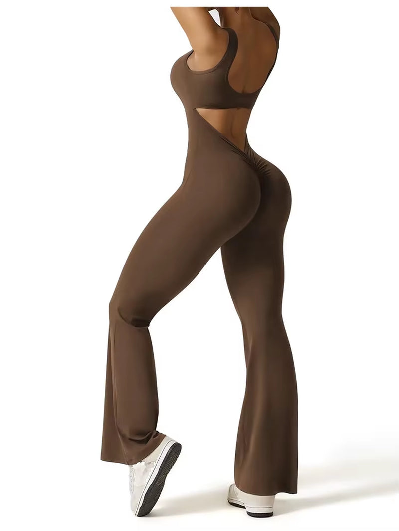 Elevate Your Summer Style with Our Sexy Slim Fit Backless Jumpsuit - Perfect for Sports and Yoga!